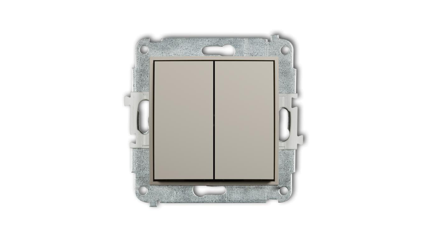 MINI Mechanizm łącznika zwiernego, świecznikowego (dwa klawisze bez piktogramów, wspólne zasilanie) taupe 60MWP-44.1
