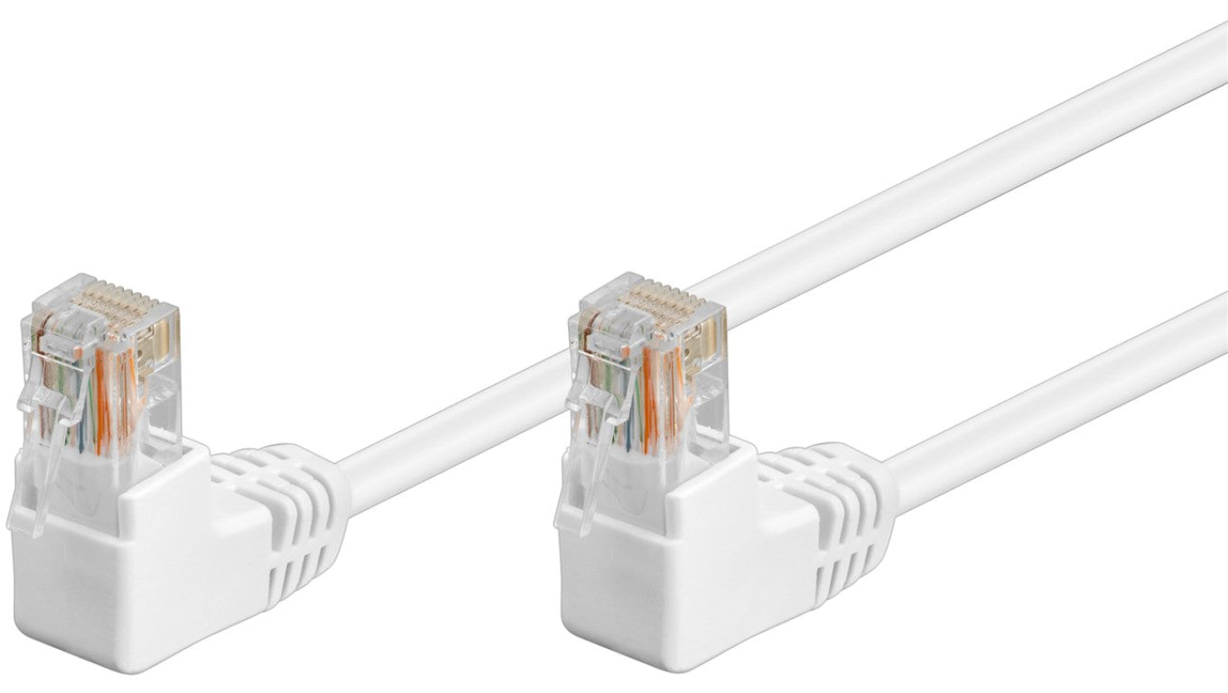 CAT 5eKabel łączący 1x 90 pod kątem,U/UTP, Biały - Długość kabla 0.25 m