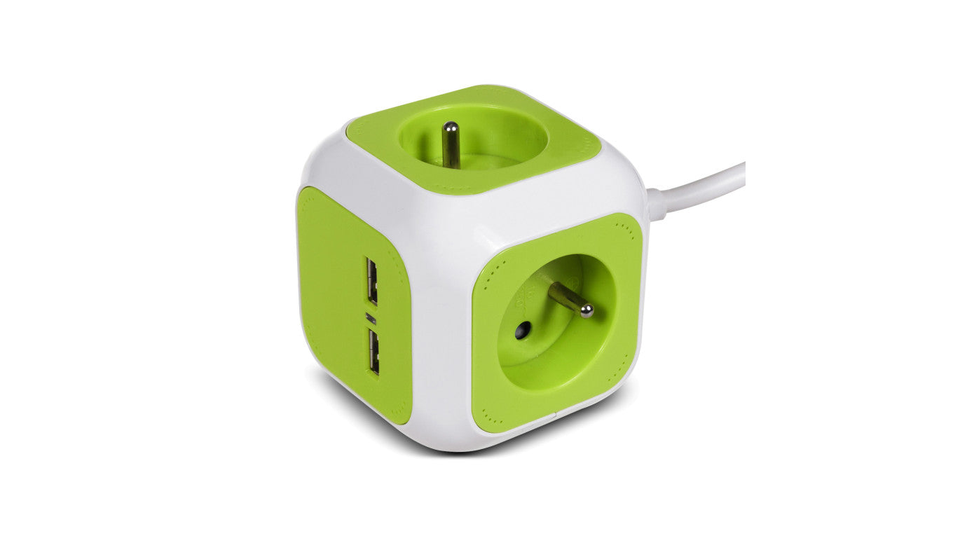 MagicCube poczwórne gniazdko prądowe, 2 wejścia usb 1,4m GreenBlue GB118 GB118