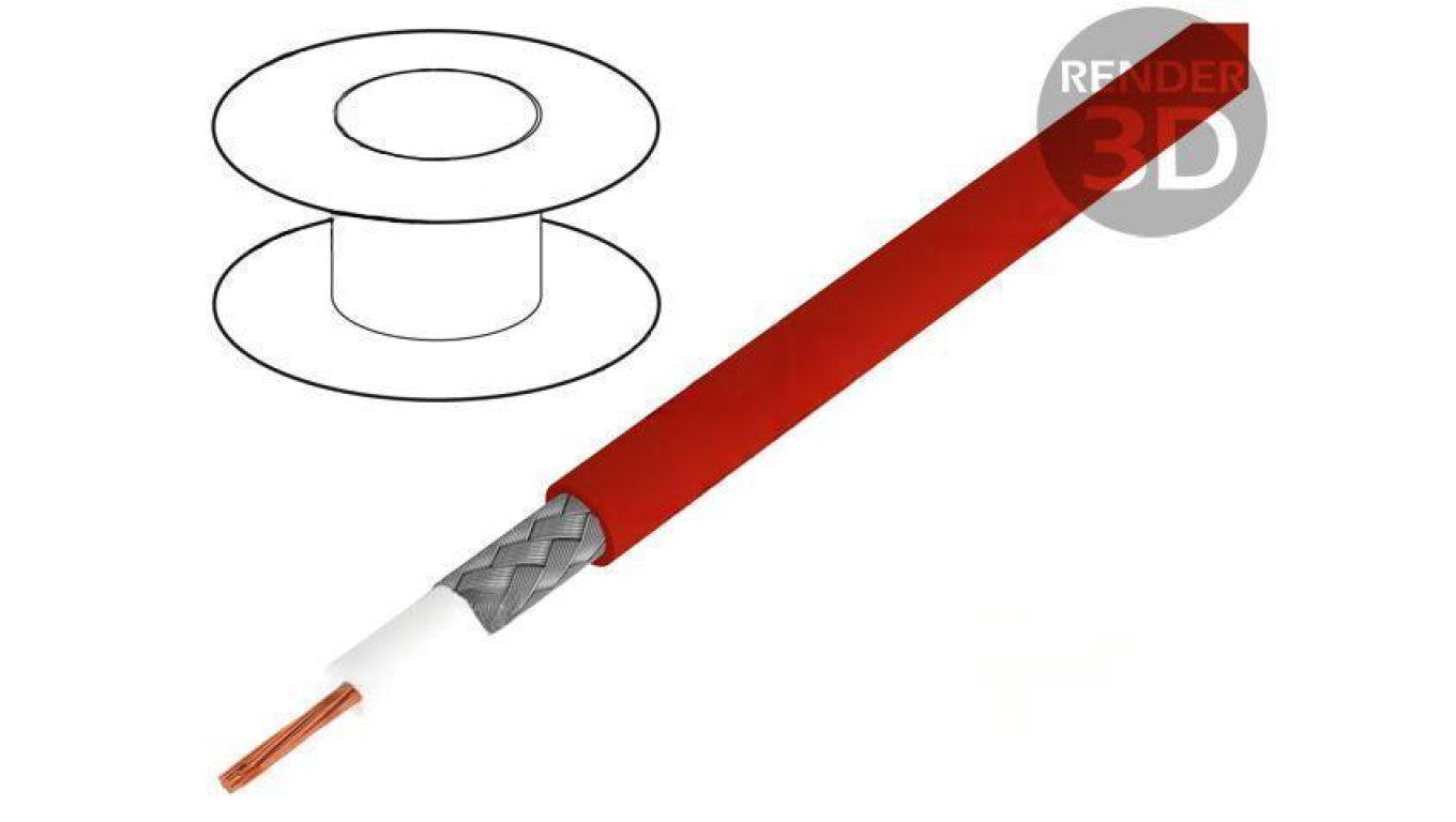 Przewód: koncentryczny RG58 1x0,5mm2 linka Cu PVC czerwony 60.7500-22