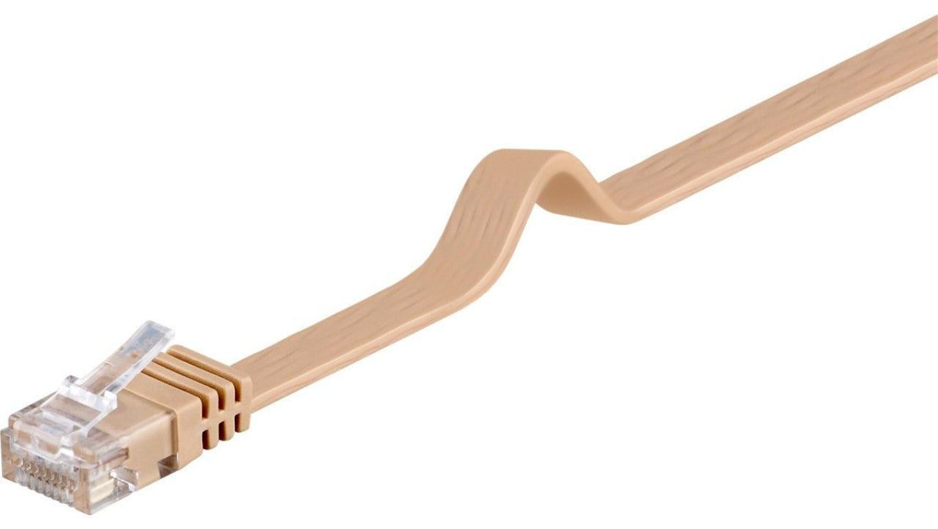 CAT 6Płaska Kabel połączeniowy,U/UTP, Jasnobrązowy - Długość kabla 3 m