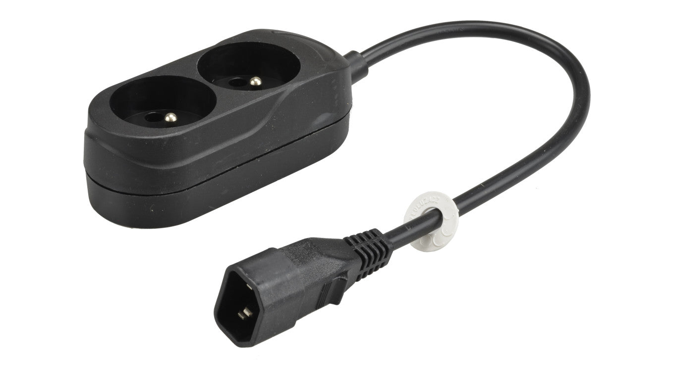 Przedłużacz do UPS 2-gniazda z/u 10A /H05VV-F 3x1 0,3m/ z wtykiem IEC C14 PS-PCU 270