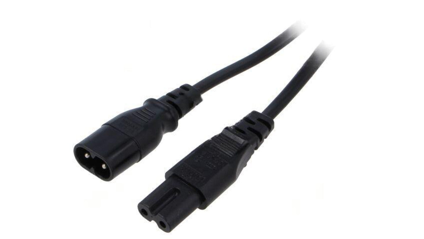 Kabel: 2x0,75mm2, IEC C7 żeński,IEC C8 męski, 3m LT503+538 H03VVH2-F 2X0.75 3M BLK