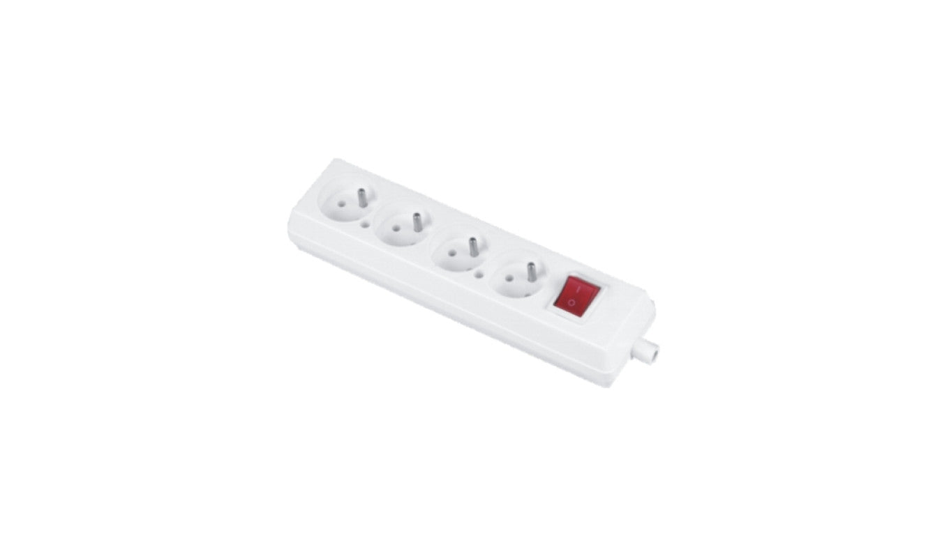 Gniazdo przenośne czterokrotne 16A 2P+Z 250V z wyłącznikiem białe GN-470WS