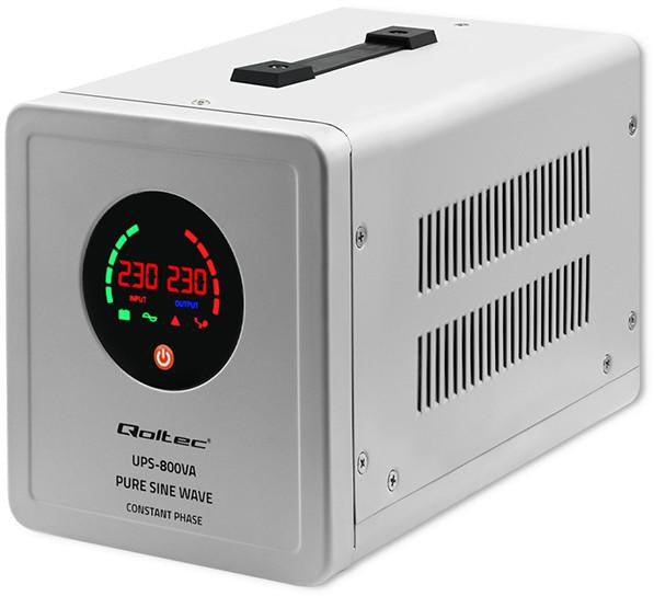 Qoltec Zasilacz awaryjny UPS 800VA/560 Przetwornica 12/230V z AVR SF Sinus