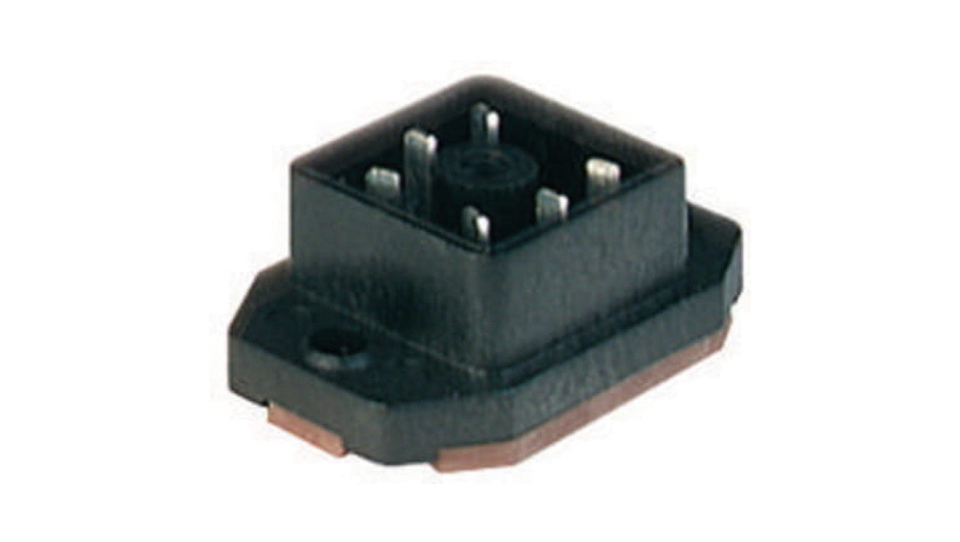 złącze zasilające panelowe męski montaż tylny PCB -PINy (5+ PE) 230 VAC/DC 6A GO 51 FAV M