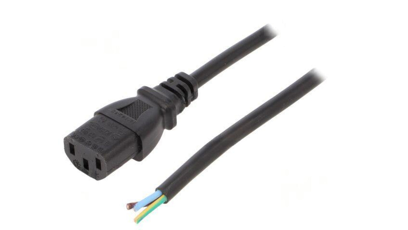 Kabel: 3x0,75mm2, IEC C13 żeński, 1,8m, 10A LT-501 H05VV-F 0.75/3C BLK 1.8M END