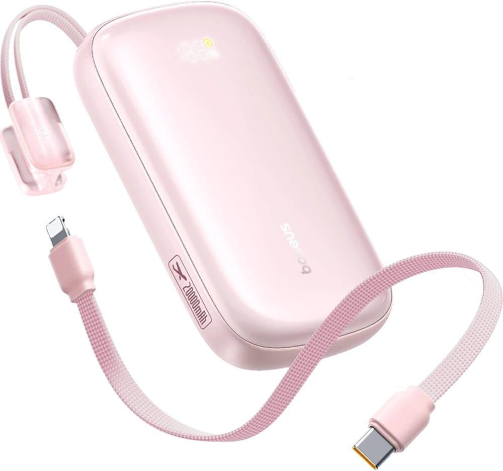 Powerbank Baseus EnerFill FC21 20000 mAh 22,5 W USB-A USB-C różowy z odłączanym kablem Lightning