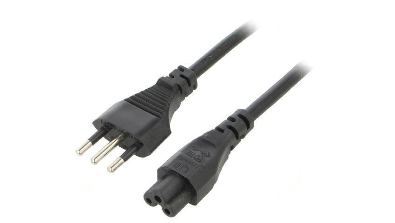 Kabel: 3x0,75mm2, CEI 23-50 (L) wtyk,IEC C5 żeński, 1,8m LT-319+535 H05VV-F 3X0.75 BLK 1.8M
