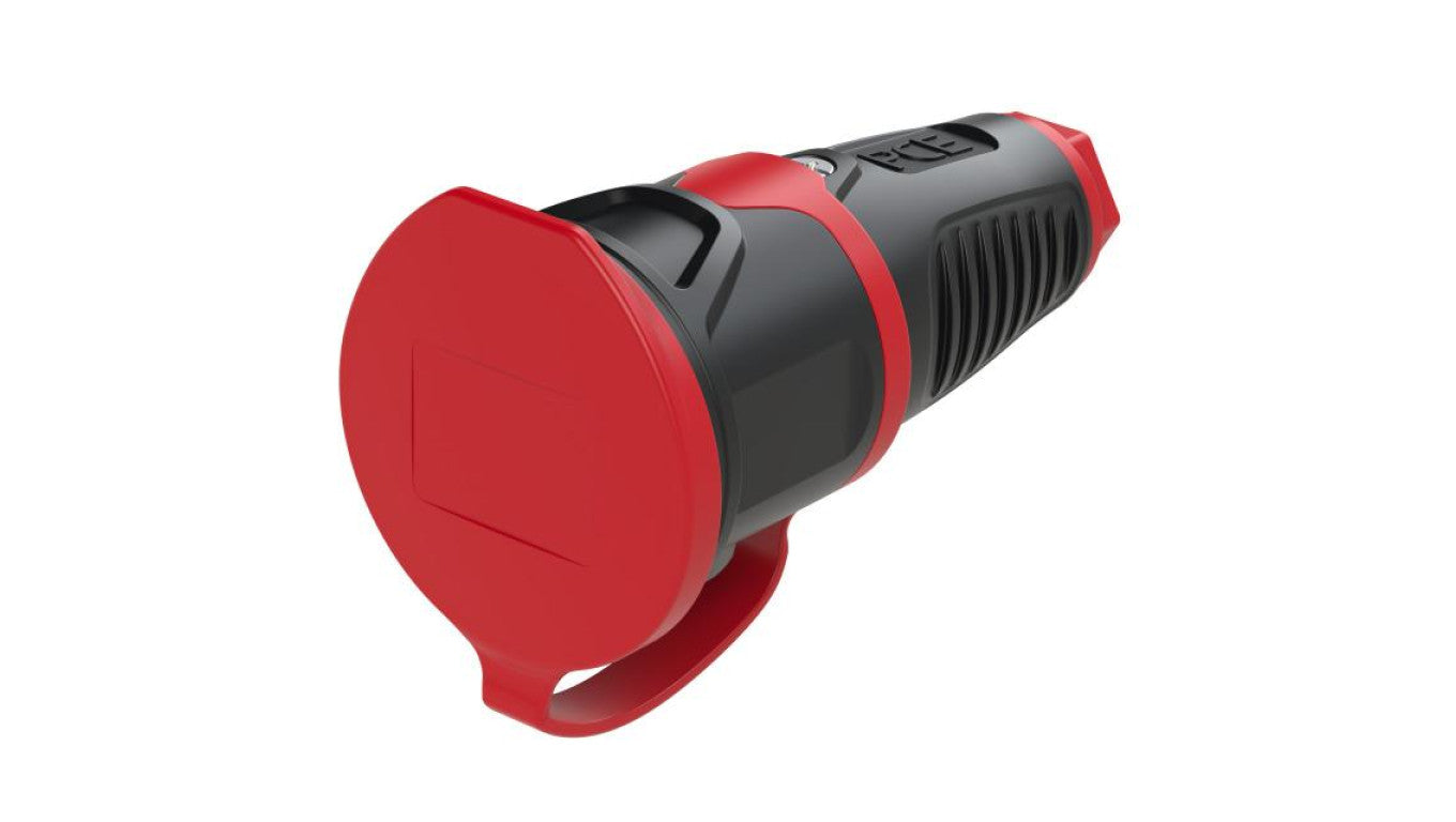 Gniazdo prądowe gumowe z klapką 2P+Z 16A 230V SCHUKO przenośne IP54 TAURUS2 PCE na kabel czarne
