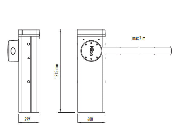 Szlaban NICE M7BAR - zestaw do 7 metrów