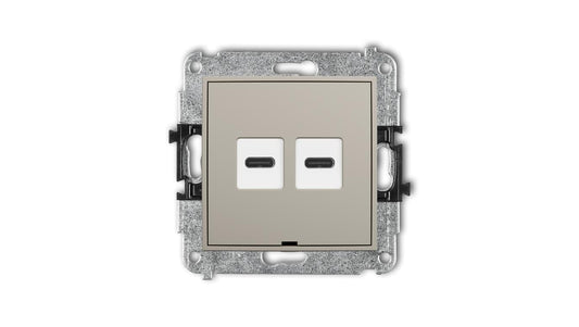 MINI Mechanizm ładowarki USB podwójnej 2xUSB C, 20W max., bez pola opisowego taupe 60MCUSBBO-7
