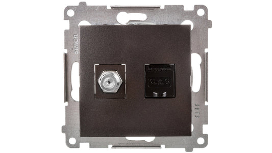 Simon 54 Gniazdo antenowe i komputerowe typu F i RJ45 kat.6 antracyt DASFRJ45.01/48