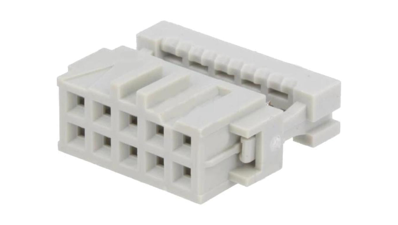 Wtyk IDC żeńskie 10-pin IDC na taśmę 1,27mm złocony szary 1-215911-0