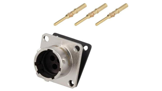 Złącze okrągłe gniazdo kołnierz (4 otwory),na panel 3-PIN RT00123PNH-K