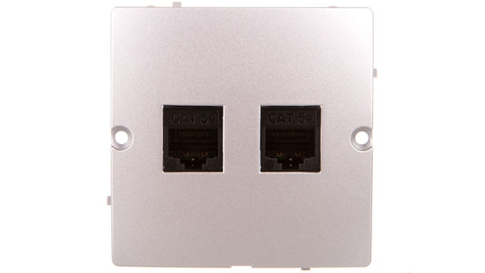 Simon Basic Gniazdo komputerowe podwójne RJ45 kat. 5e srebrny mat BMF52.02/43