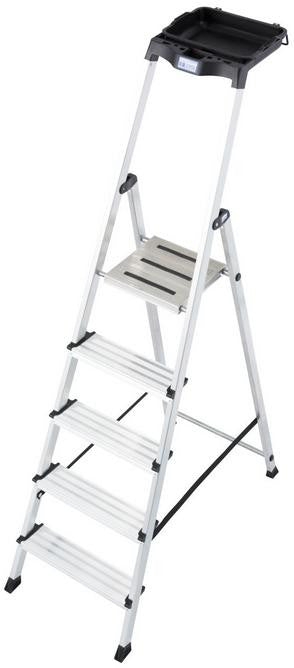 Drabina aluminiowa jednostronna Krause SECURY MultiGrip 1x5 z półką 126535