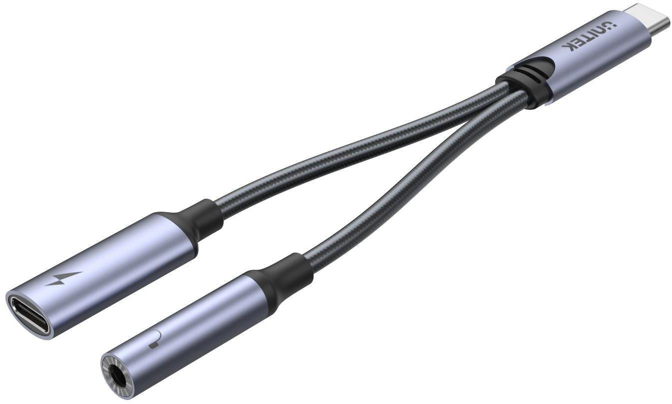 Unitek Adapter USB-C na minijack 3,5mm i USB-C 60W