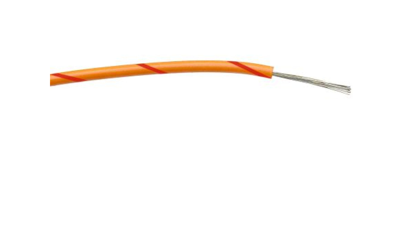 Przewód jednożyłowy linkowy, 0,5 mm², 16/0,2 mm, 20 AWG, PVC, 1 kV AC, Pomarańczowy/Czerwony, dł. 100m, RS PRO