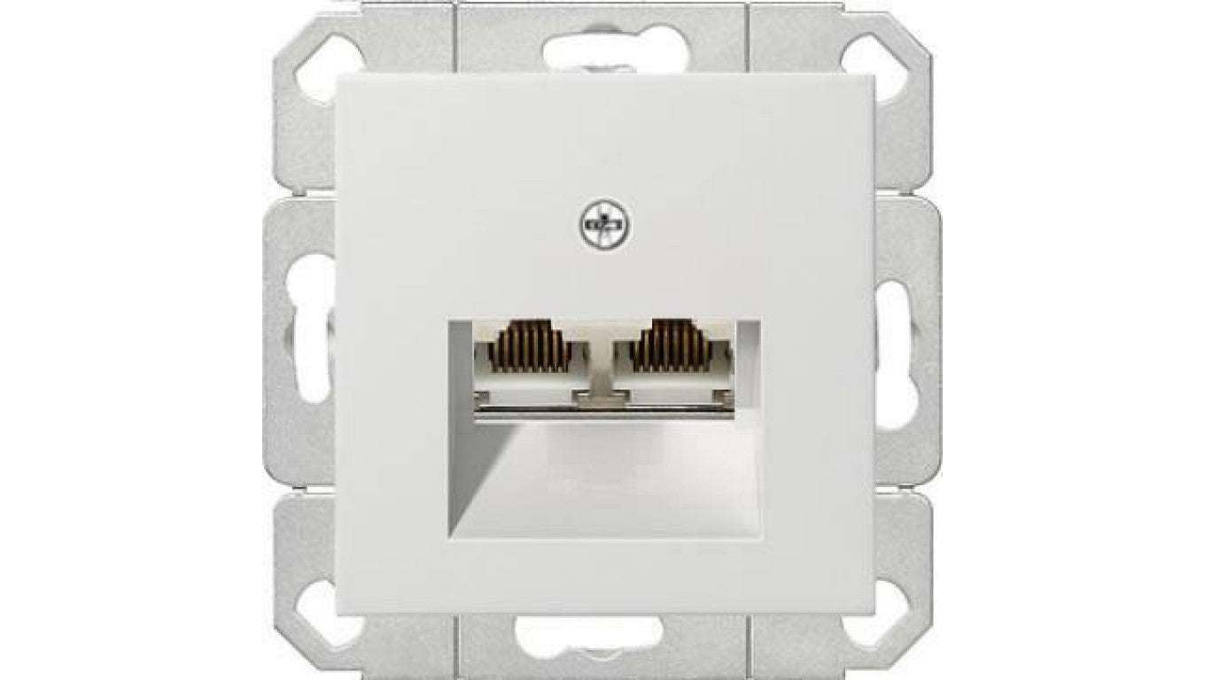 Gniazdo komputerowe podw. RJ45 cat. 6 Gira System 55 biały połysk