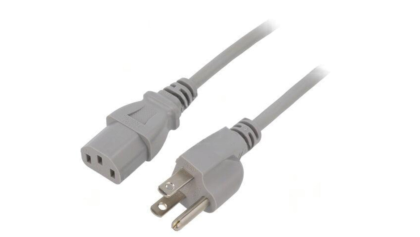 Kabel: 3x18AWG, IEC C13 żeński,NEMA 5-15 (B) wtyk, 1m LT-202+501 SVT 18/3 105C GRY 1M