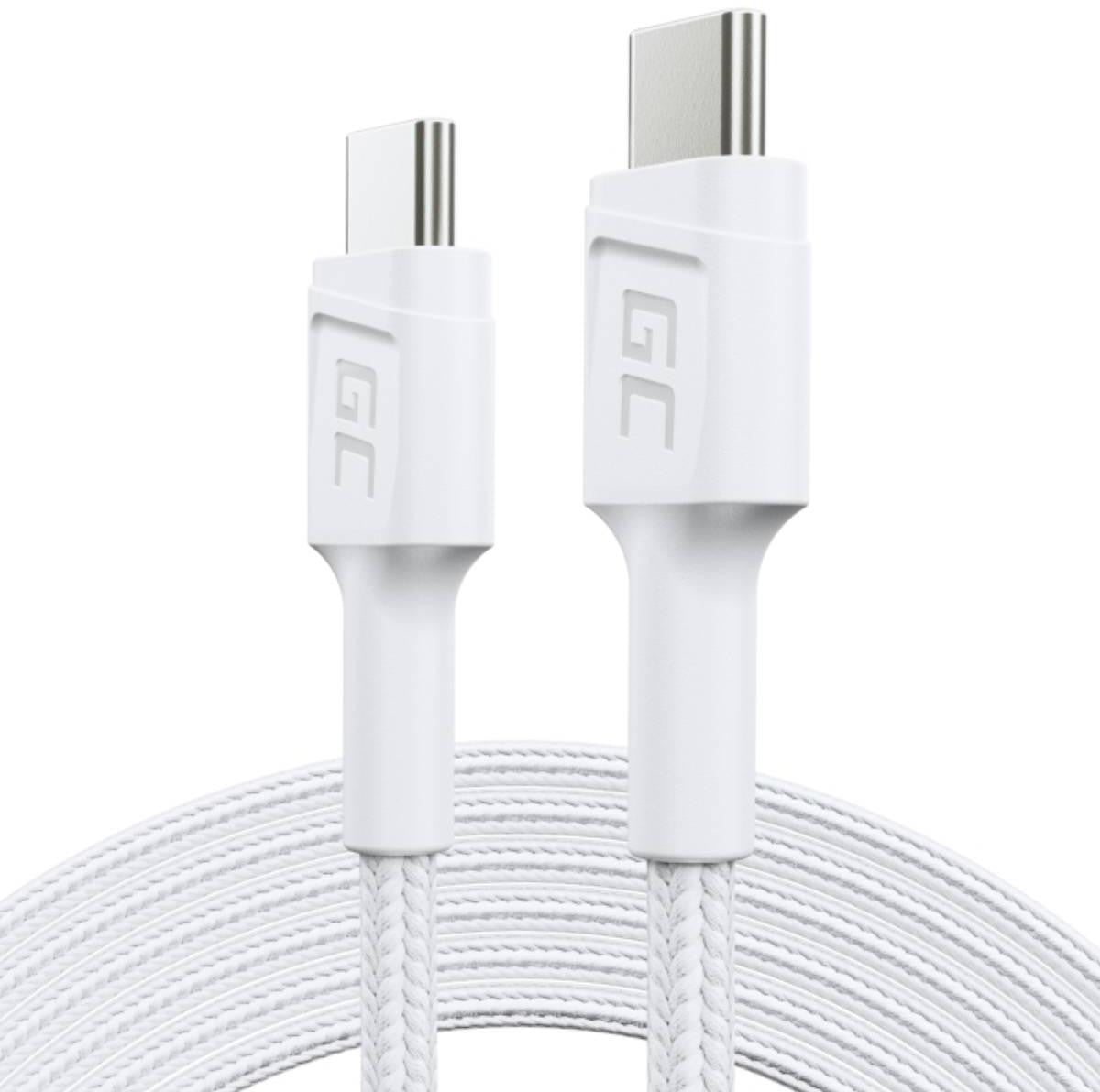 KABEL USB-C / USB-C Green Cell POWERSTREAM 120cm BIAŁY PD 60W ULTRA CHARGE QUICK CHARGE 3.0