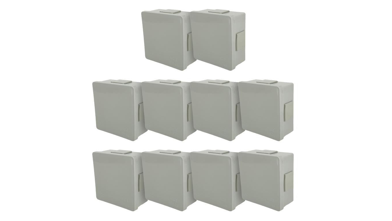 Puszka hermetyczna natynkowa 86x86x40mm 4-wlotowa, z dławikami gumowymi, IP55 zamknięcie na klik szara EDO 10szt