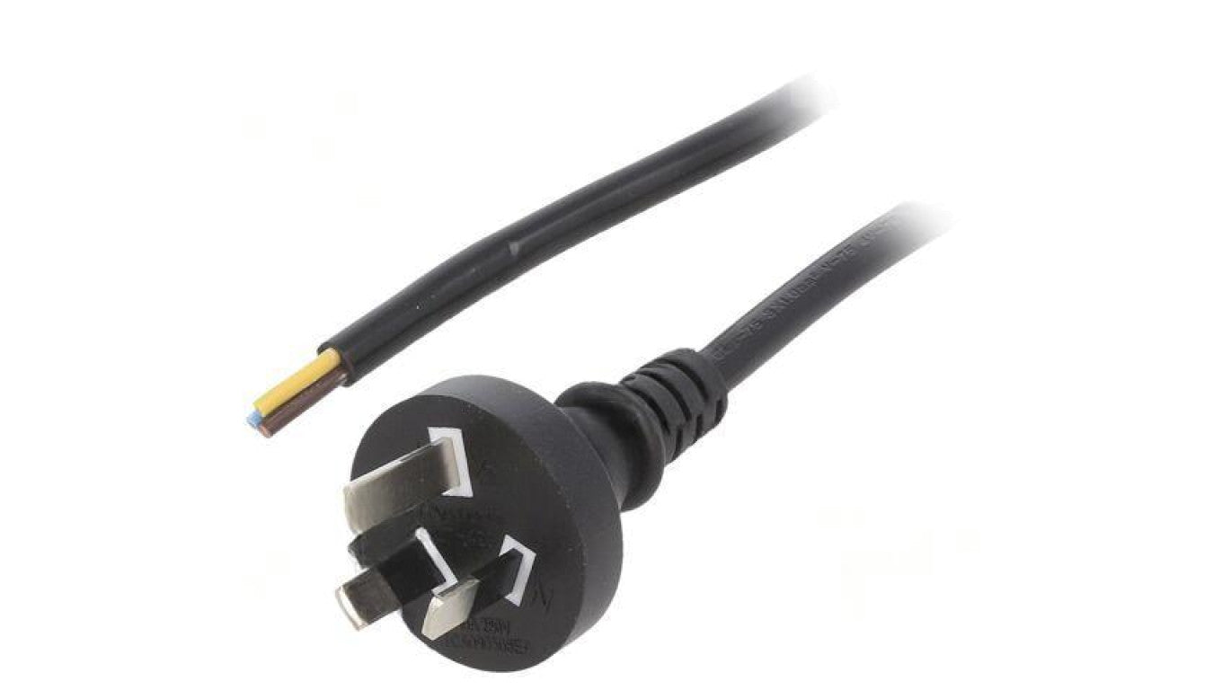 Kabel: 3x0,75mm2, AS/NZS 3112 (I) wtyk, 1,8m, 10A LT-423 3X0.75 BLK 1.8M END CUT