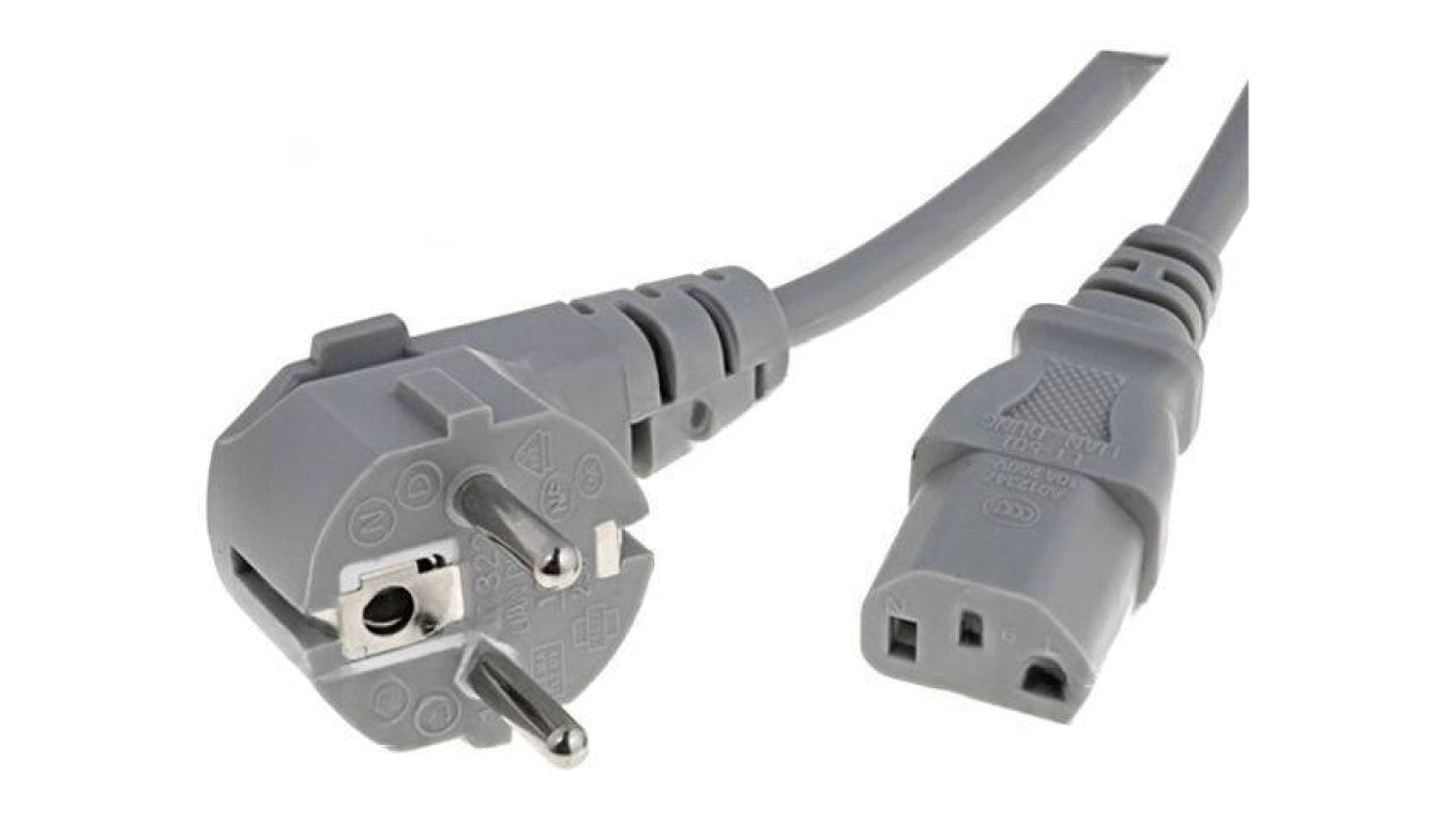 Kabel: 3x0,75mm2, CEE 7/7 (E/F) wtyk kątowy,IEC C13 żeński LT322+501 H05VV-F 3X0.75 1.8M GRY