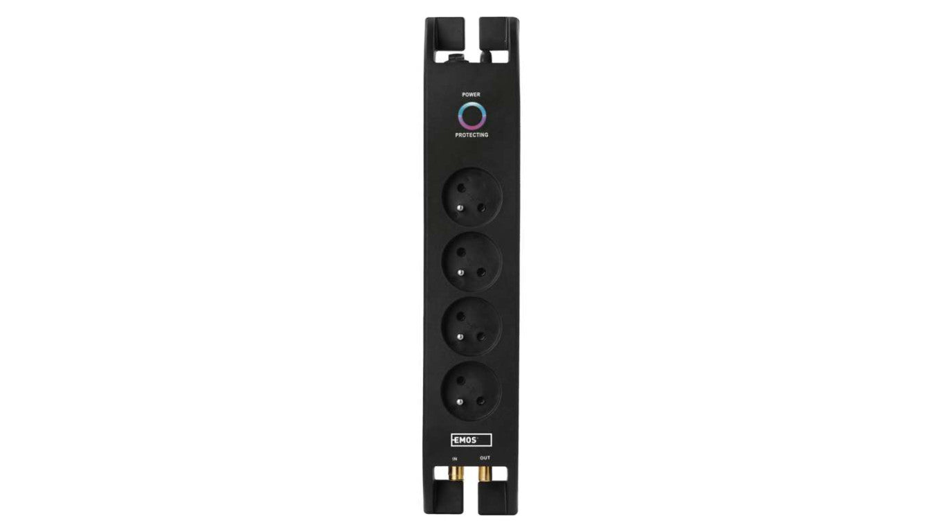 Listwa zasilająca przeciwprzepięciowa 1800J, TV, 4 gniazda 2m, czarna P54022