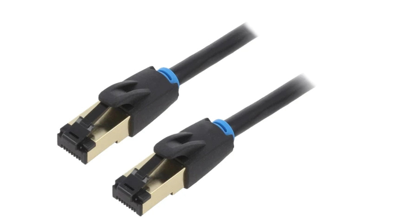 Patch cord S/FTP Cat 8 linka OFC PVC czarny 1,5m Żyły: 8 IKBBG