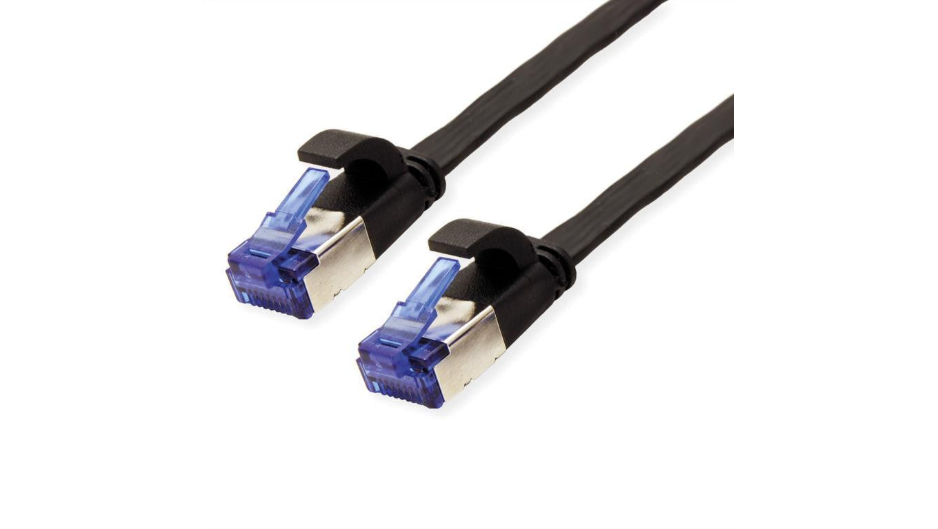 Kabel krosowy VALUE FTP, kat. 6A (klasa EA), bardzo płaski, czarny, 0,5 m