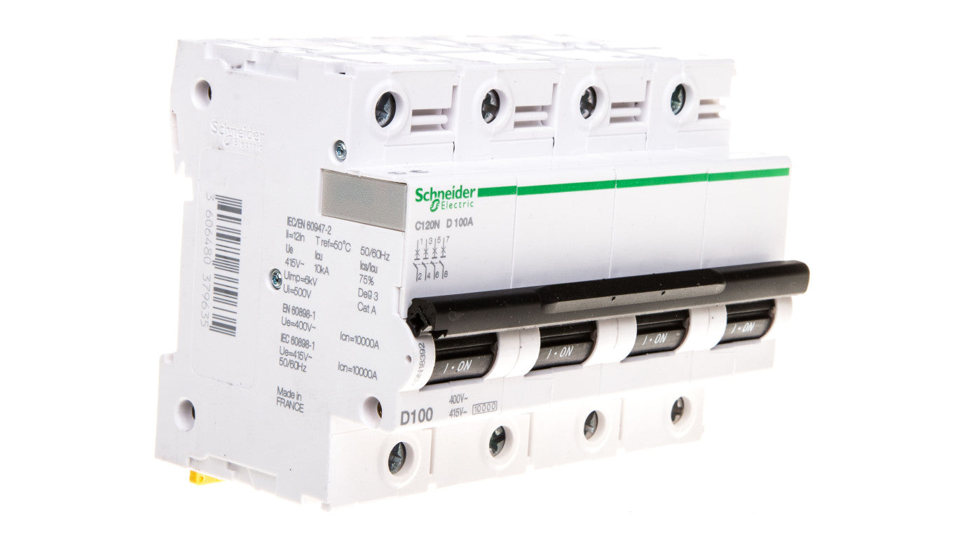 Wyłącznik nadprądowy 4P D 100A 10kA AC C120N Acti9 A9N18392