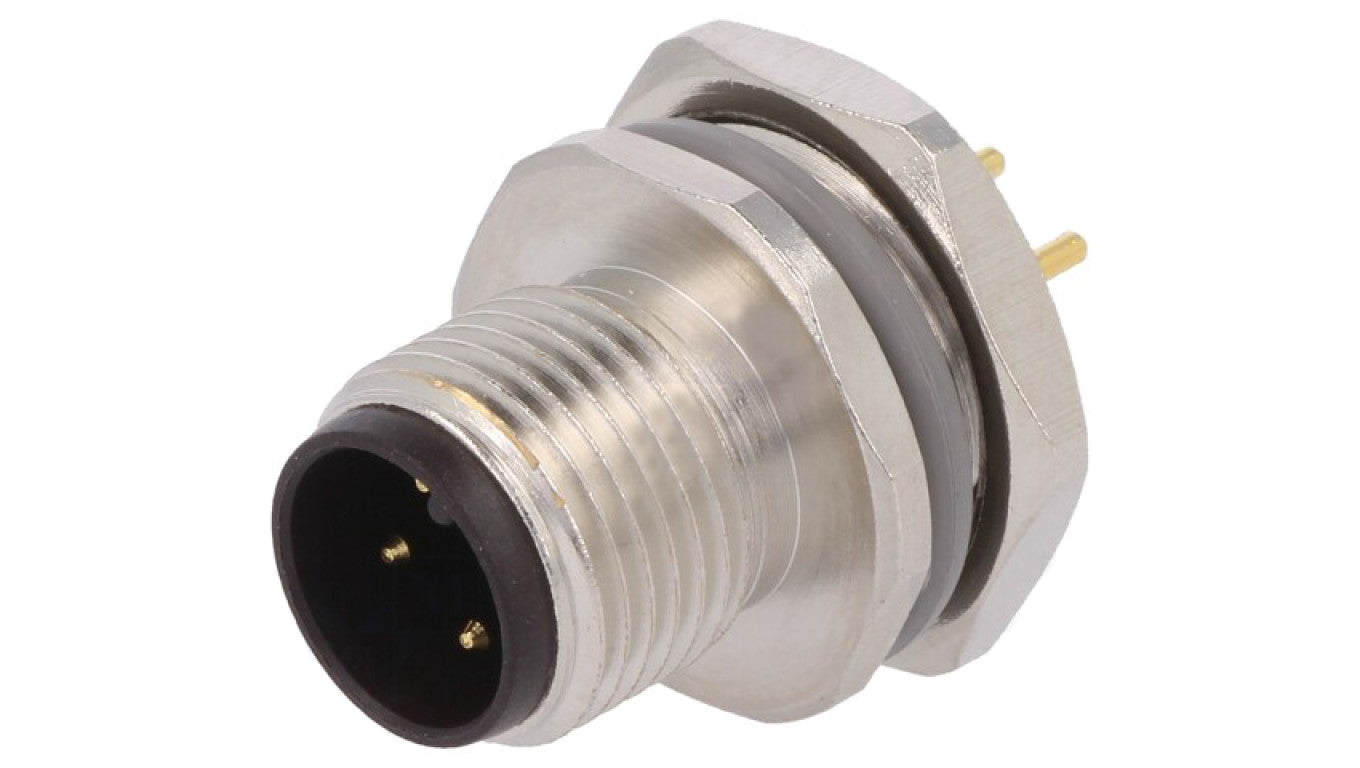 Złącze okrągłe M12 męskie proste montaż THT 4-PIN 250V T4142012041-000