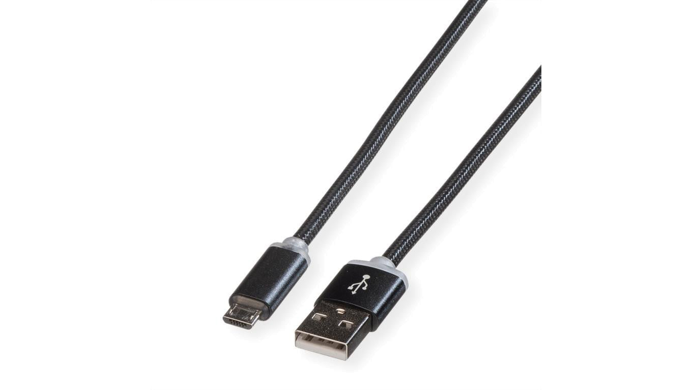 Kabel do ładowania ROLINE LED USB 2.0, A - Micro B, M/M, 1 m