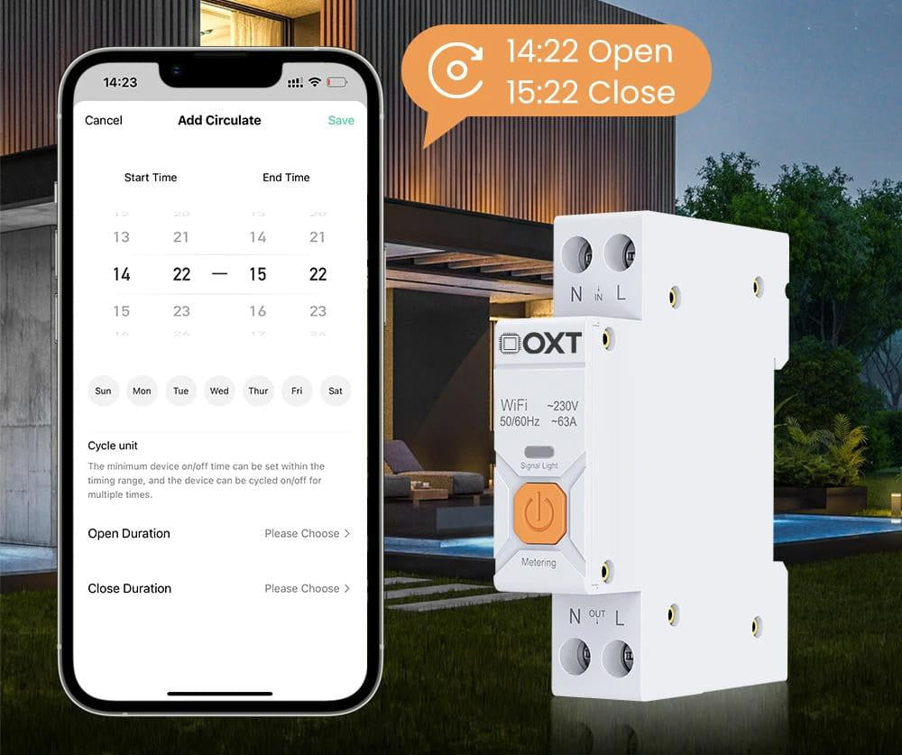 Inteligentny Sterownik OXT | 63A | Licznik | WiFi | Tuya T335
