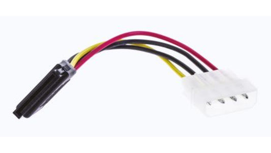 Kabel SATA, Zespół kabla połączeniowego, 4 styki Molex - SATA, 150mm, Czarny/Czerwony/Żółty