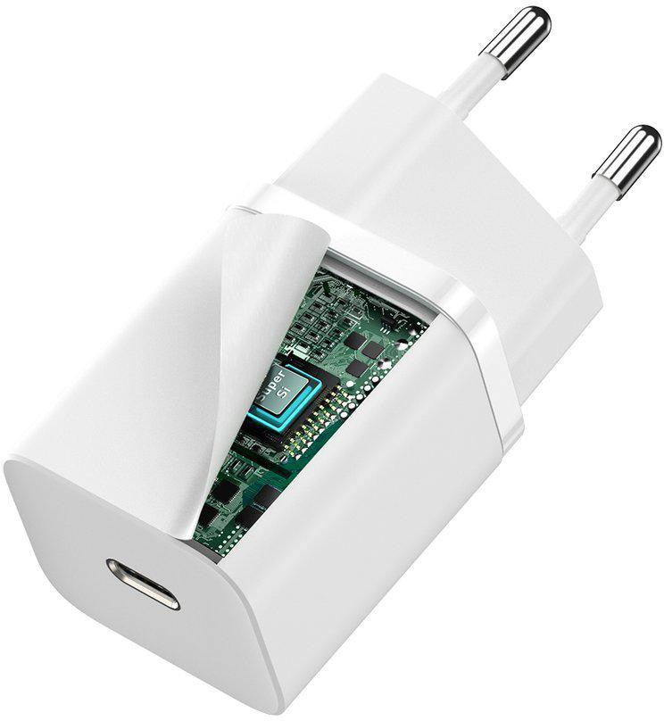 ŁADOWARKA SIECIOWA Baseus Super Si Quick Charger 1C CCSUP-J02 30W 1x USB-C PD 3.0 QC 3.0 BIAŁA
