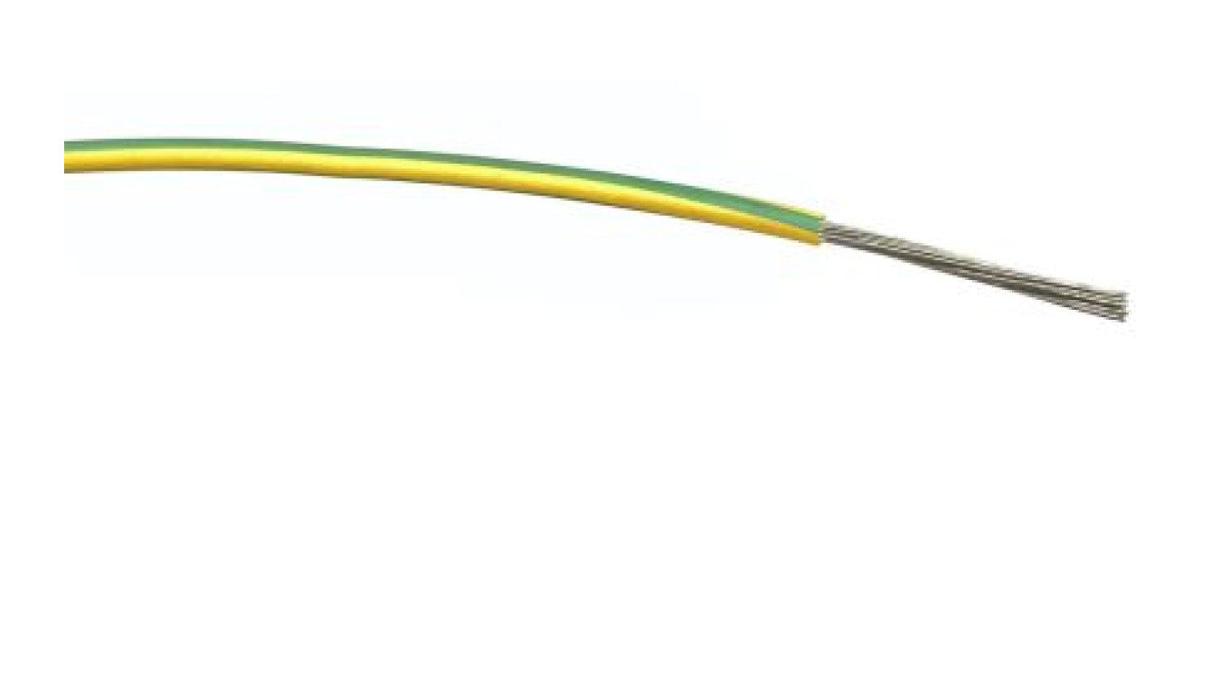 Przewód jednożyłowy linkowy, 1 mm², 32/0,2 mm, 17, PVC, 1,5 kV AC, Zielony/Żółty, dł. 100m, RS PRO