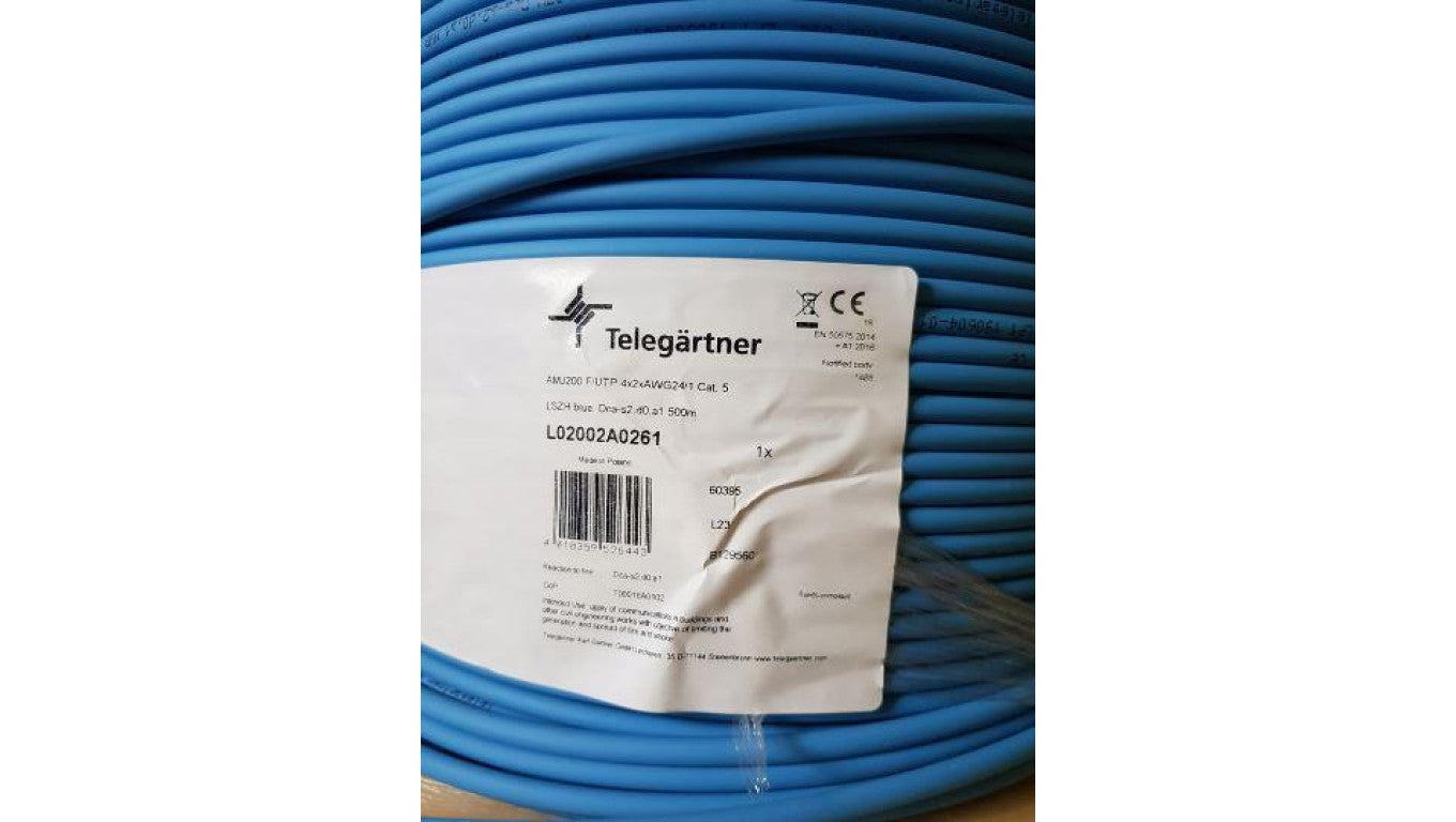Telegärtner Kabel F/UTP Kat.5 drut 4x2xAWG24/1 LSOH 500m niebieski