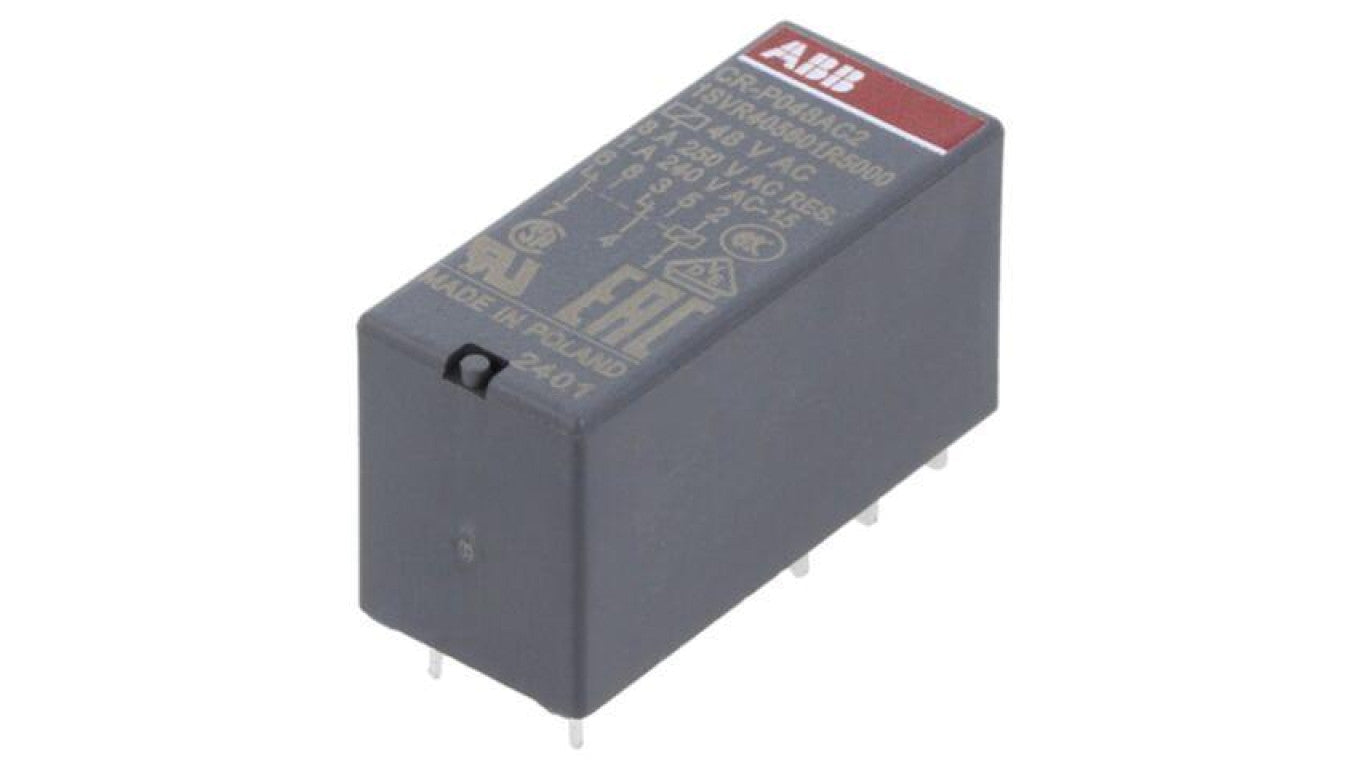 Przekaźnik elektromagnetyczny, DPDT, Napięcie Cewki: 48VAC, 8A, CR-P, PCB 1SVR405601R5000