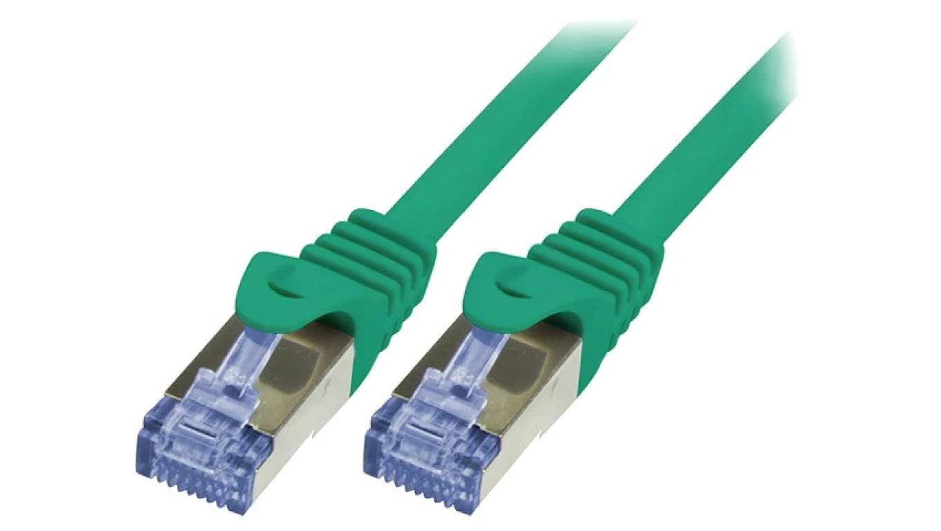 Patch cord S/FTP 6a linka Cu LSZH zielony 7,5m 26AWG CQ3085S
