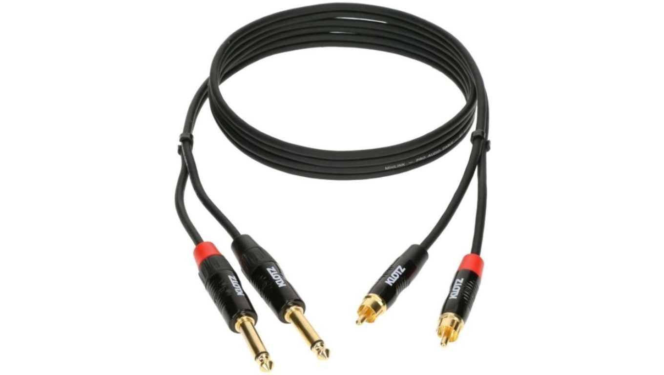 KLOTZ Kabel Audio 2x Jack 6,3mm Mono (wtyk) / 2x RCA Cinch (wtyk) 6m