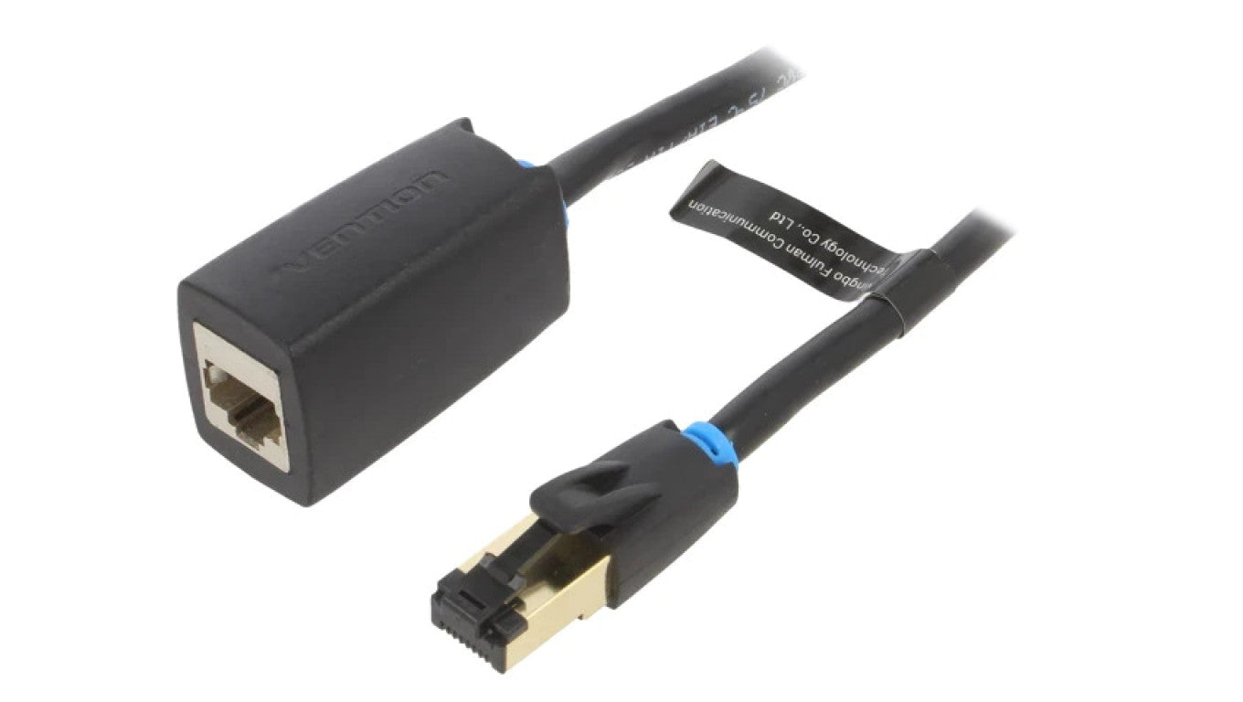 Przedłużacz RJ45 F/FTP Cat 8 OFC PVC czarny 10m Żyły: 8 IKHBL