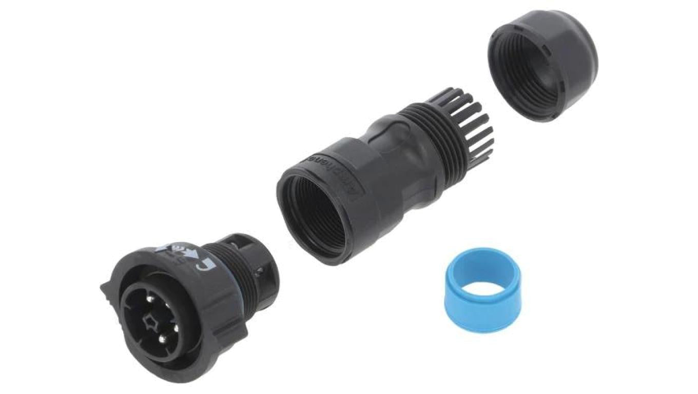 Złącze okrągłe wtyk na przewód 5-PIN męski ze stykami X-Lok DC-05BFMB-QL8LPP