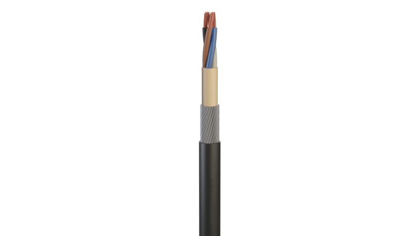 Kabel zbrojony, 1 kV, 600 V, 2-żyłowy, izolacja: Polichlorek winylu PVC, -15→ +90 C., RS PRO