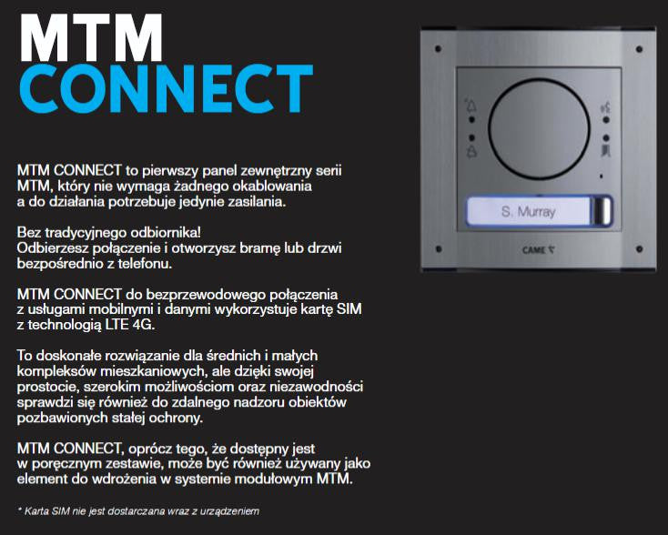 Domofon GSM MTMA/CONNECT CAME 8K40AD-001
