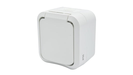 Gniazdo z uziemieniem pojedyncze natynkowe Aqua Pro IP55 białe / 60224