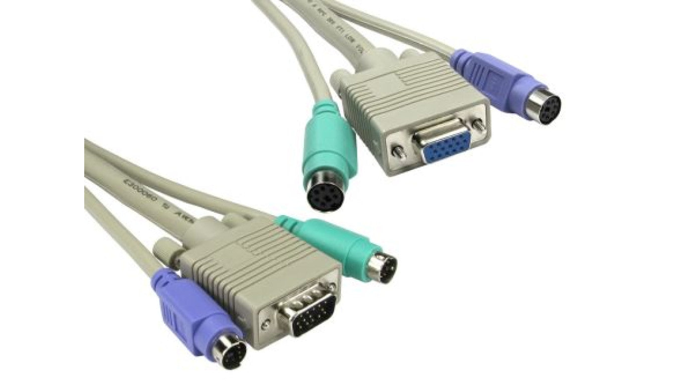 Kabel KVM, dł. 5m - Męskie złącze 5 MTR PS2, męskie SVGA - Żeńskie PS2, żeńskie SVGA, kolor: Szary, RS PRO