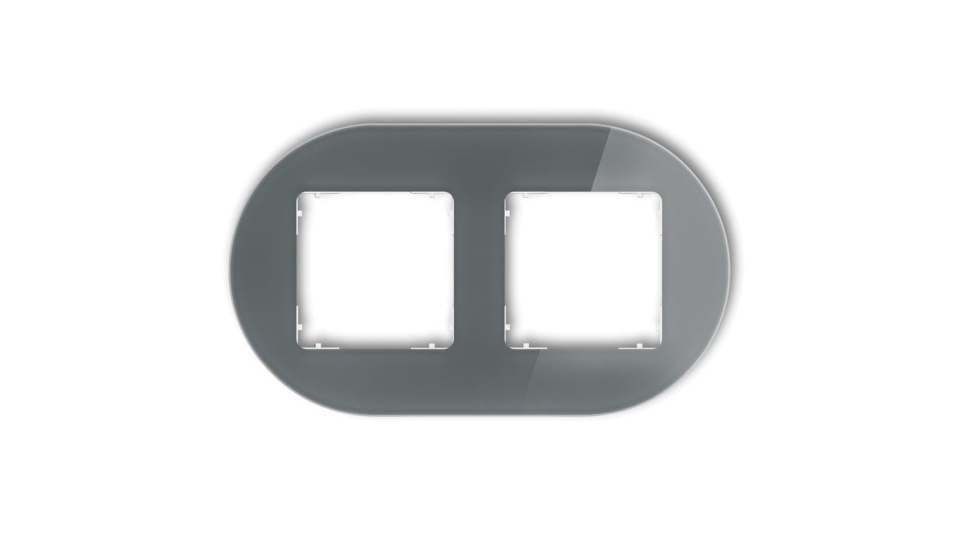 ICON Ramka uniwersalna podwójna okrągła - efekt szkła (ramka: grafitowa spód: biały) 28-0-IRSO-2
